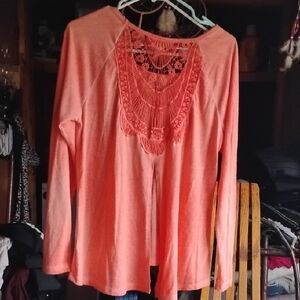 Women's Coral Lace Detail Top